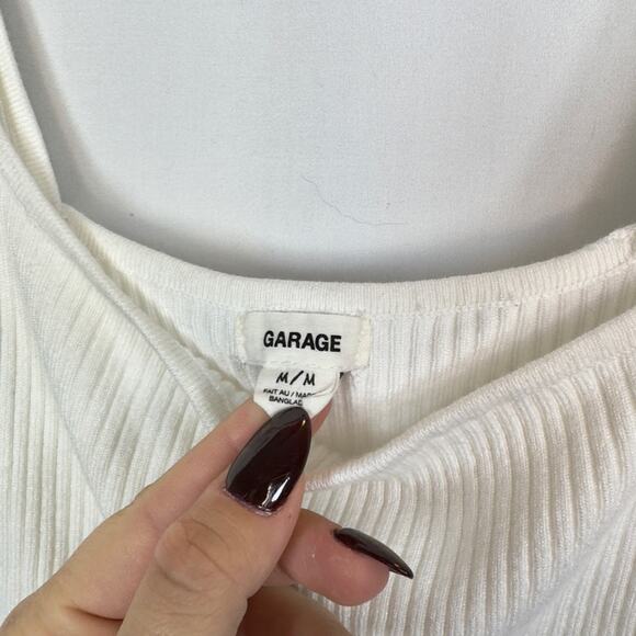 Garage Bundle White Green Square Neck Cropped Ribbed Tank Top Size Medium - Picture 3 of 8